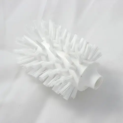 Kugelähnlicher Bürstenkopf in Weiß mit vielen feinen Borsten, geeignet als Ersatzteil für Kludi-Produkte. Das Produkt zeigt eine runde Öffnung an einem Ende.